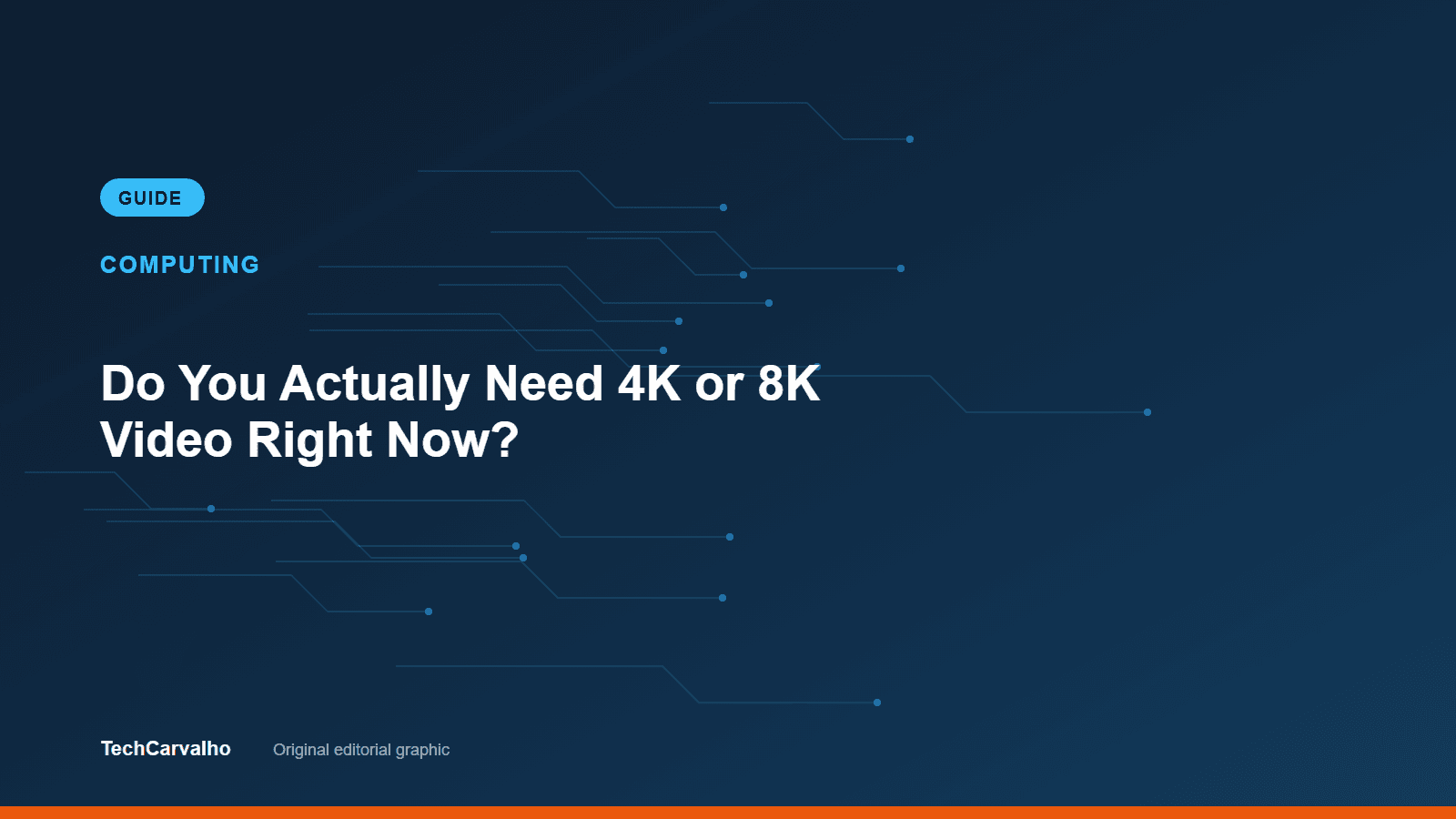 TechCarvalho editorial graphic for "Do You Actually Need 4K or 8K Video Right Now?" — Computing guide